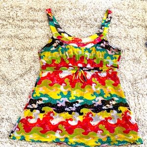 DVF Vintage Silk Tank Diane Von Furstenberg Designer Colorful Feminine Fun